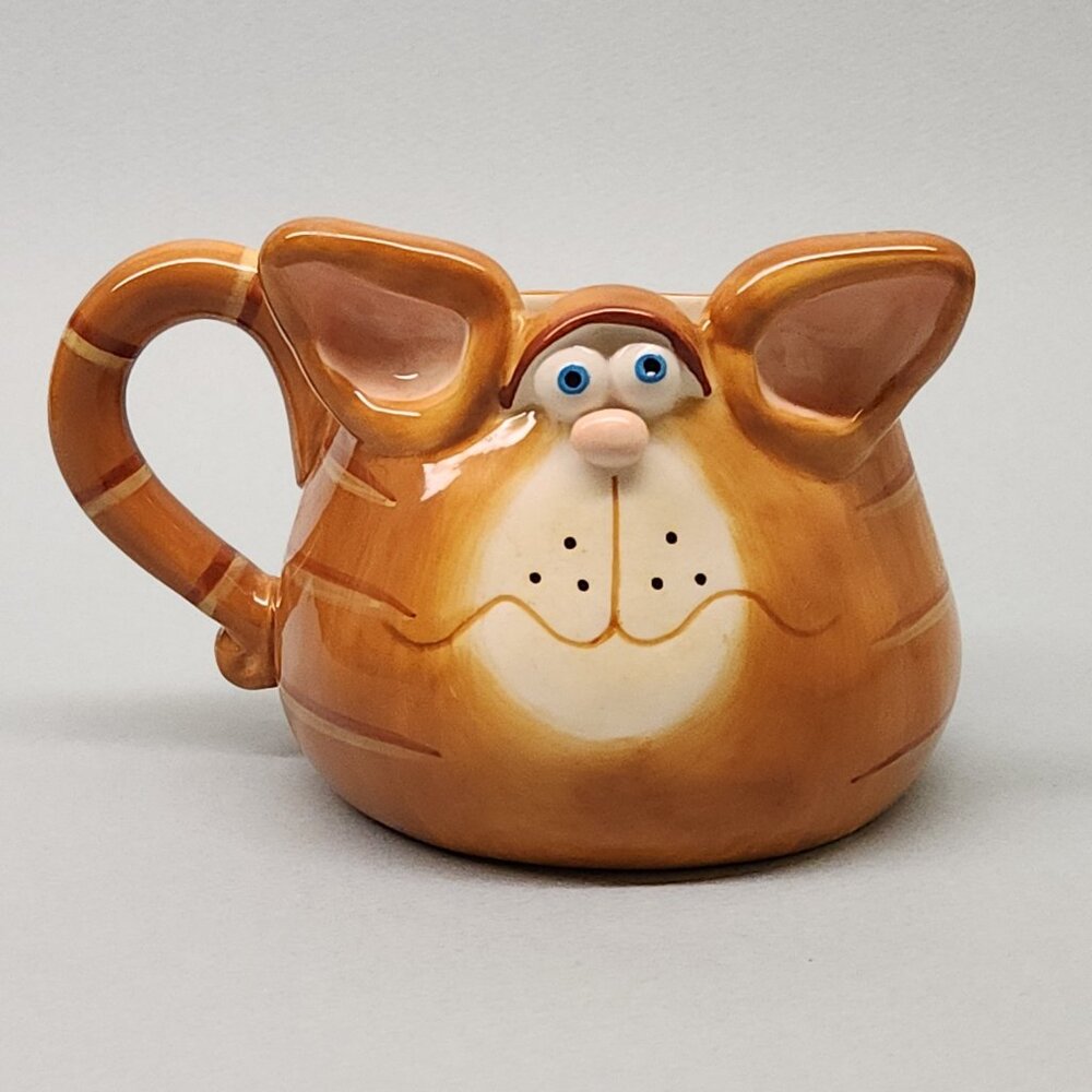 Russ Berrie Douglas Orange Cat - Ceramic Figural Coffee Mug